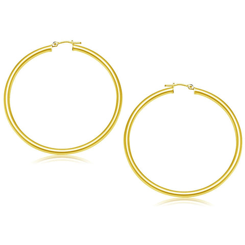 14K Yellow Gold Polished Hoop Earrings (50 mm)