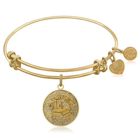 Expandable Bangle in Yellow Tone Brass with Lawyer Symbol