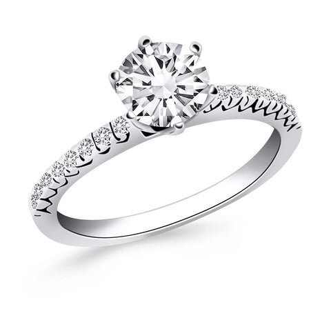 14K White Gold Engagement Ring with Fishtail Diamond Accents