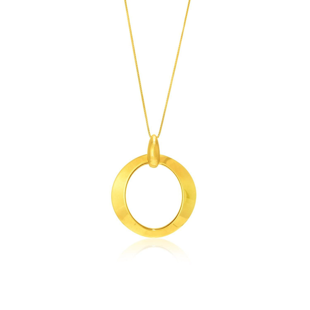 14K Yellow Gold Graduated Shiny Open Ring Pendant