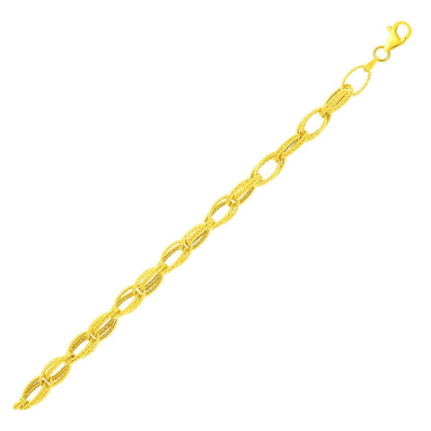 14K Yellow Gold Entwined Bracelet with Textured Links