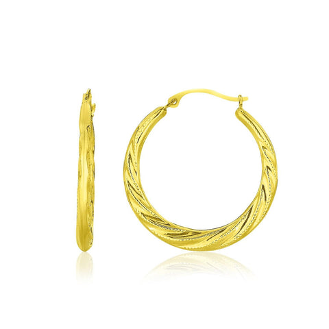 10K Yellow Gold Graduated Twisted Hoop Earrings