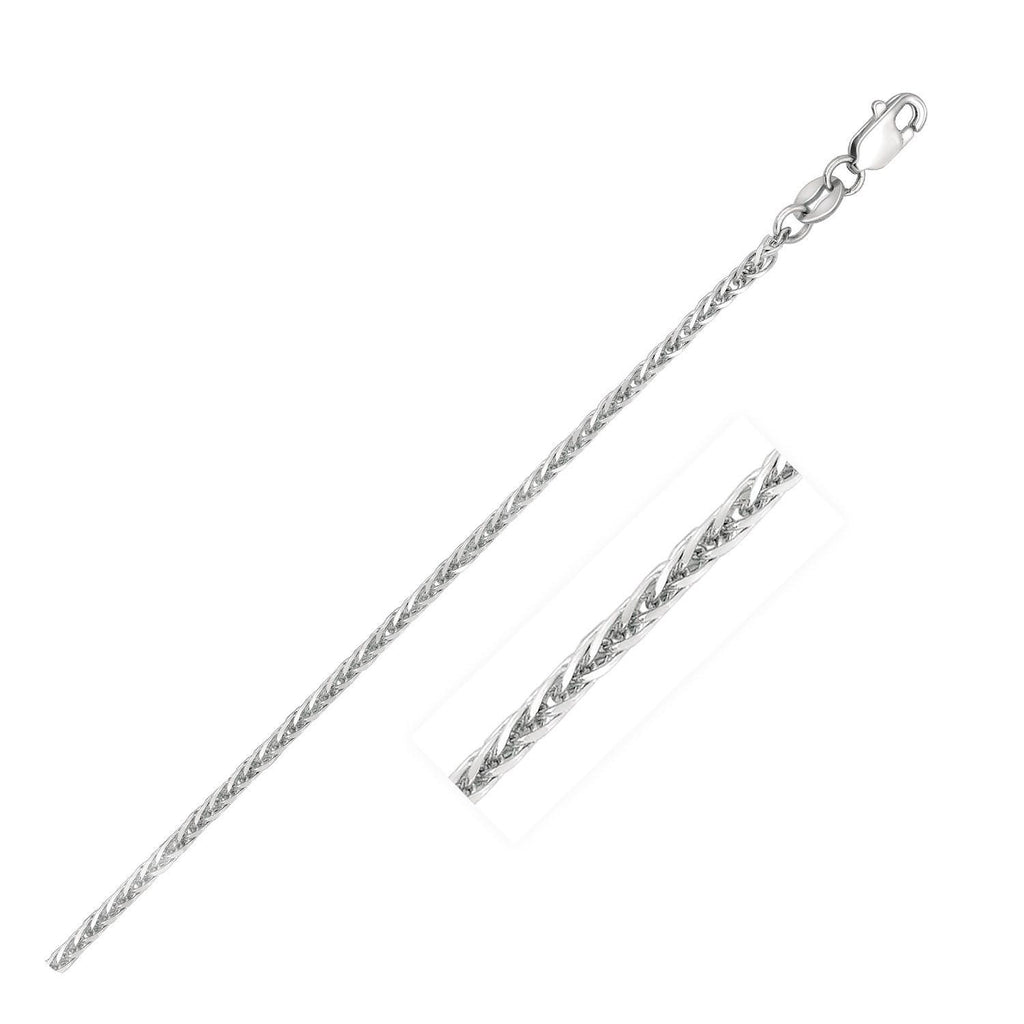 14K White Gold Square Wheat Motif Chain