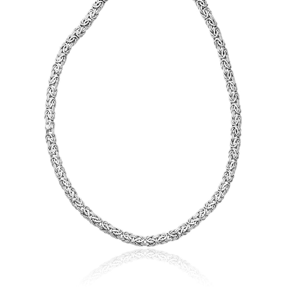 14K White Gold Byzantine Motif Chain Necklace