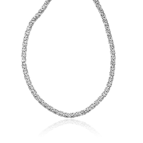 14K White Gold Byzantine Motif Chain Necklace