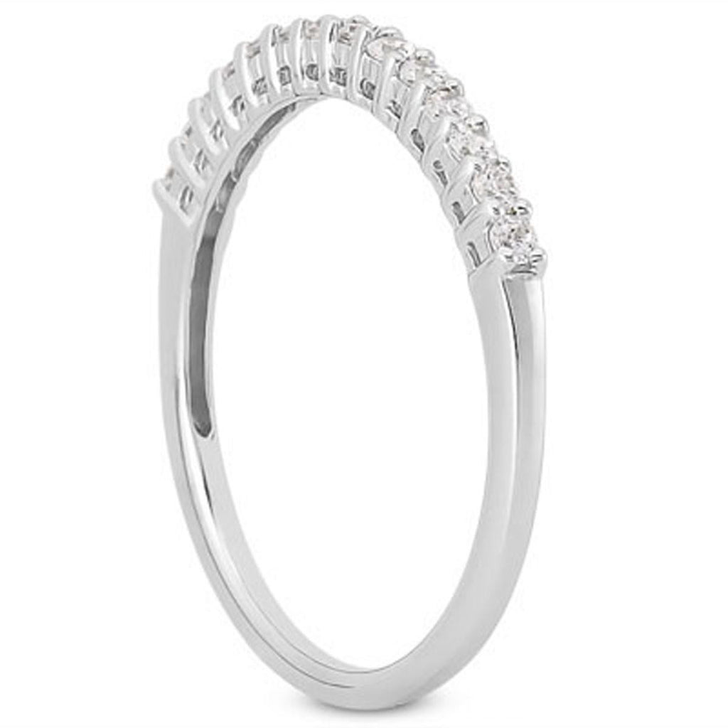 14K White Gold Shared Prong Diamond Wedding Ring Band with Airline Gallery