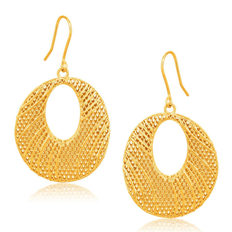 Italian Design 14K Yellow Gold Oval Lattice Earrings