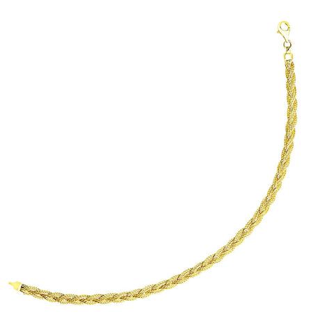 14K Yellow Gold Braided Style Fox Chain Bracelet