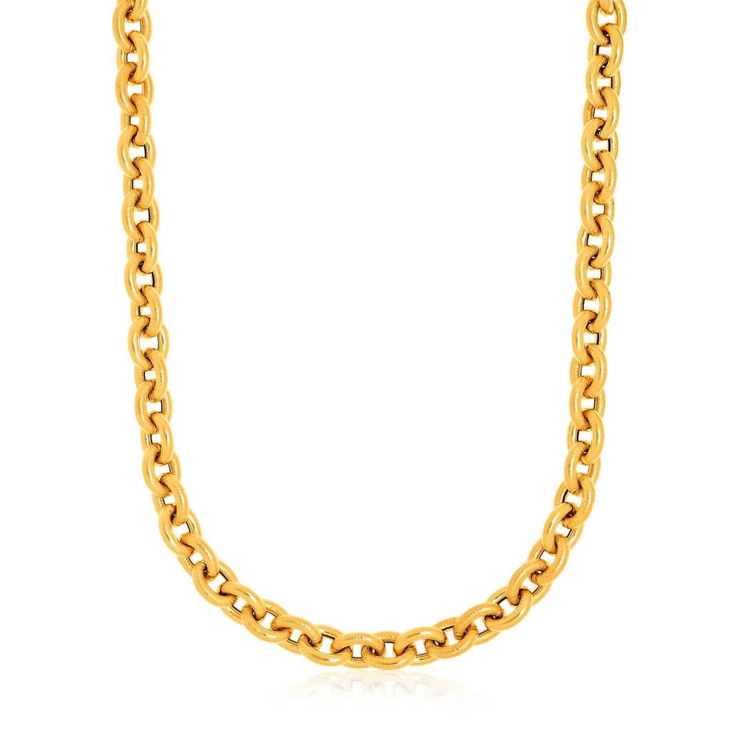 14K Yellow Gold Cable Chain with Texture Necklace