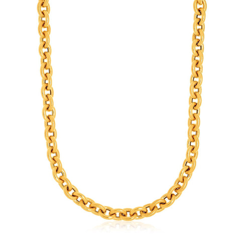 14K Yellow Gold Cable Chain with Texture Necklace