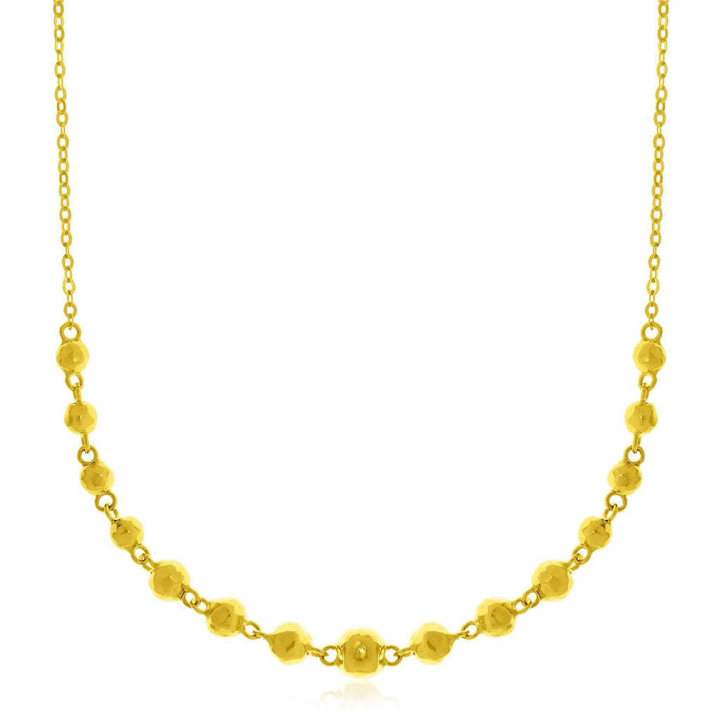 14K Yellow Gold Chain Necklace with Faceted Beads