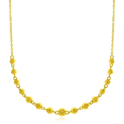 14K Yellow Gold Chain Necklace with Faceted Beads