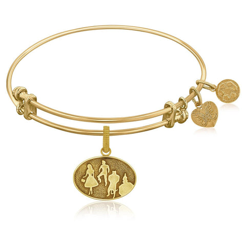 Expandable Bangle in Yellow Tone Brass with Wizard of Oz Group Silhouette Symbol