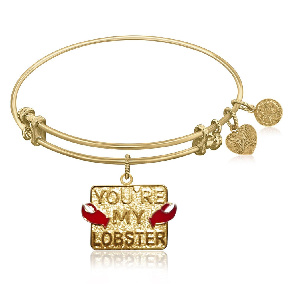 Expandable Bangle in Yellow Tone Brass with You're My Lobster Symbol