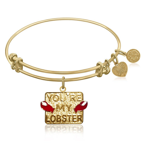 Expandable Bangle in Yellow Tone Brass with You're My Lobster Symbol