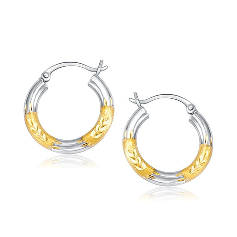 14K Two Tone Gold Polished Hoop Earrings (20 mm)