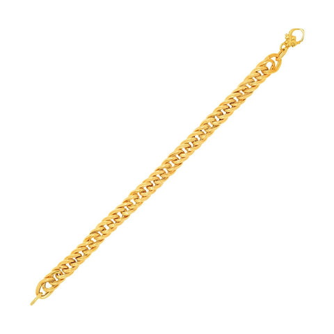 14K Yellow Gold Curb Chain Textured Link Bracelet