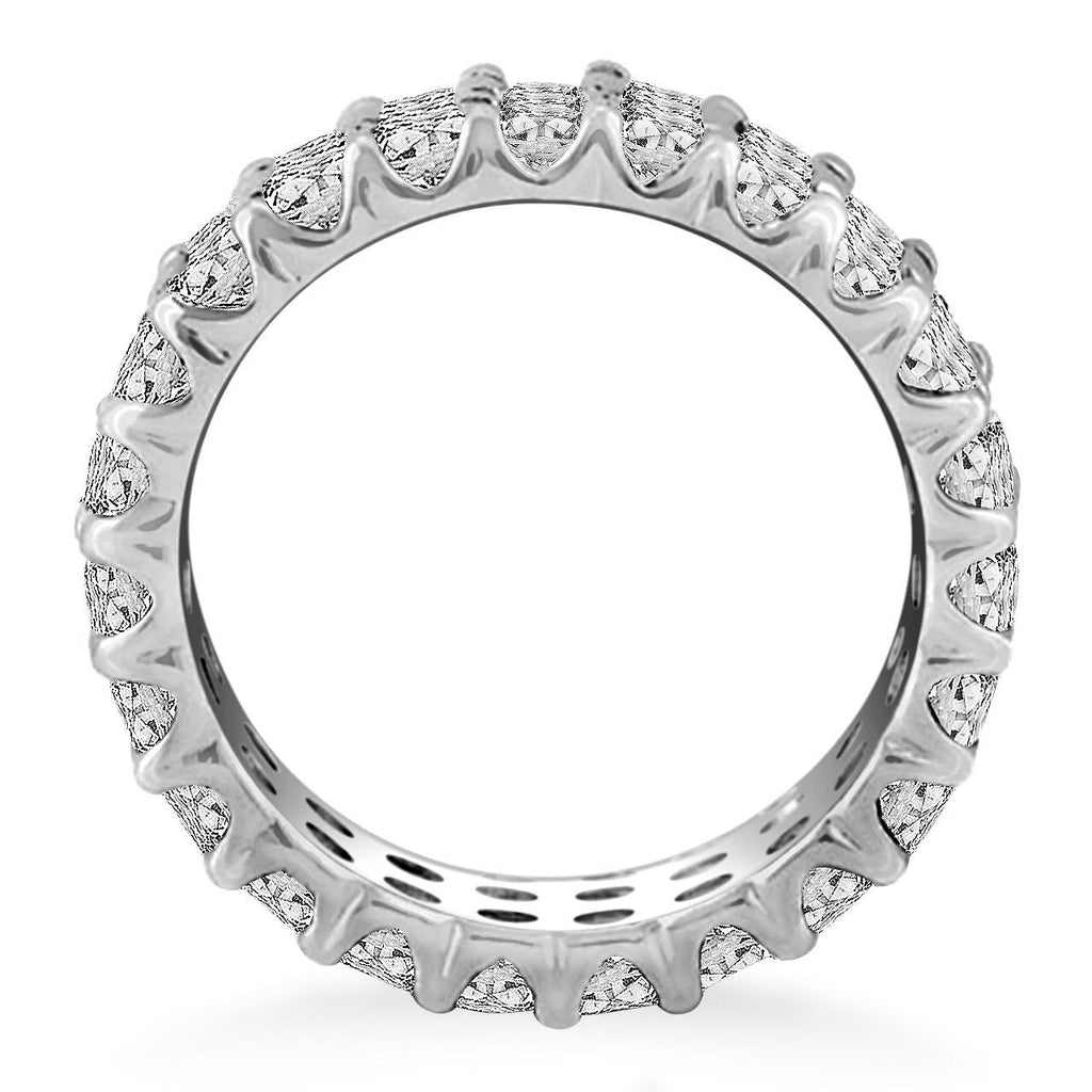 14K White Gold Triple Band Round Diamond Eternity Ring