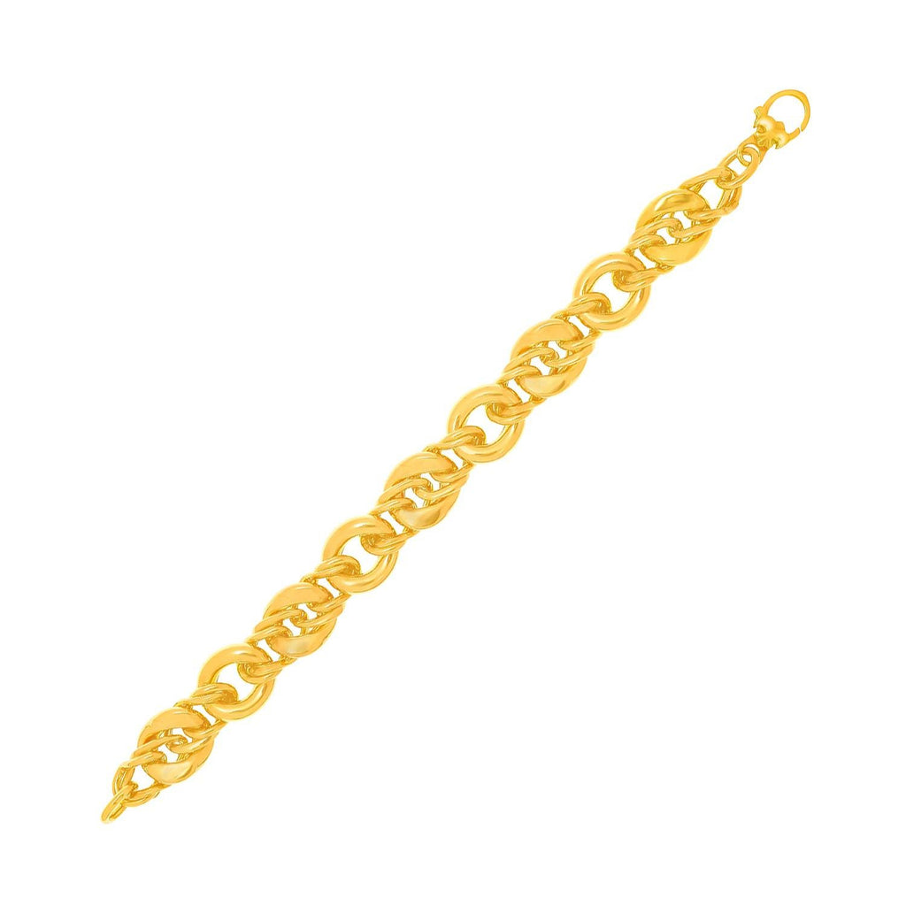 14K Yellow Gold Bracelet with Twisted Style Chain