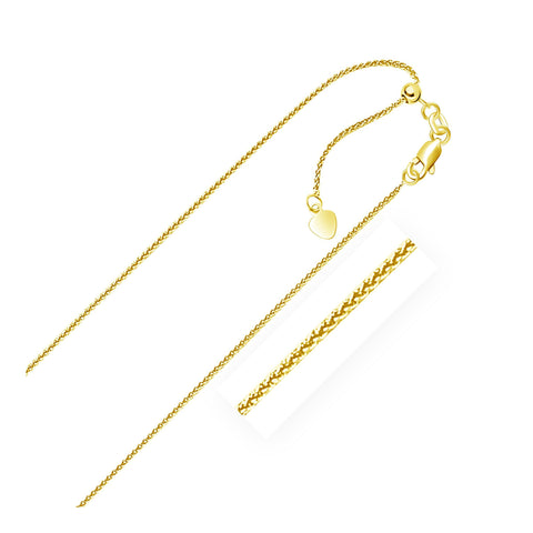 1.0mm 14K Yellow Gold Adjustable Wheat Chain