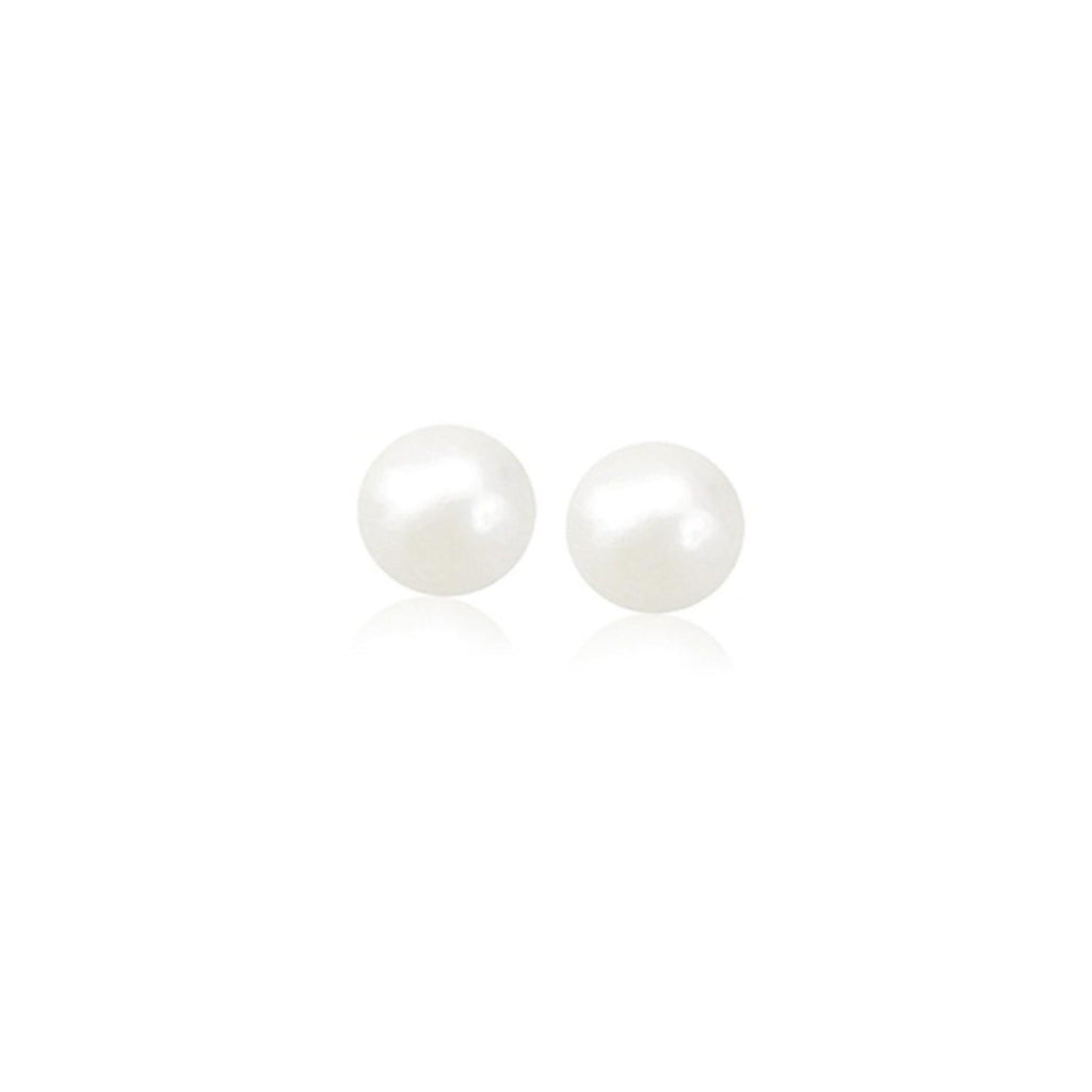 14K Yellow Gold Freshwater Cultured White Pearl Stud Earrings (5.0 mm)