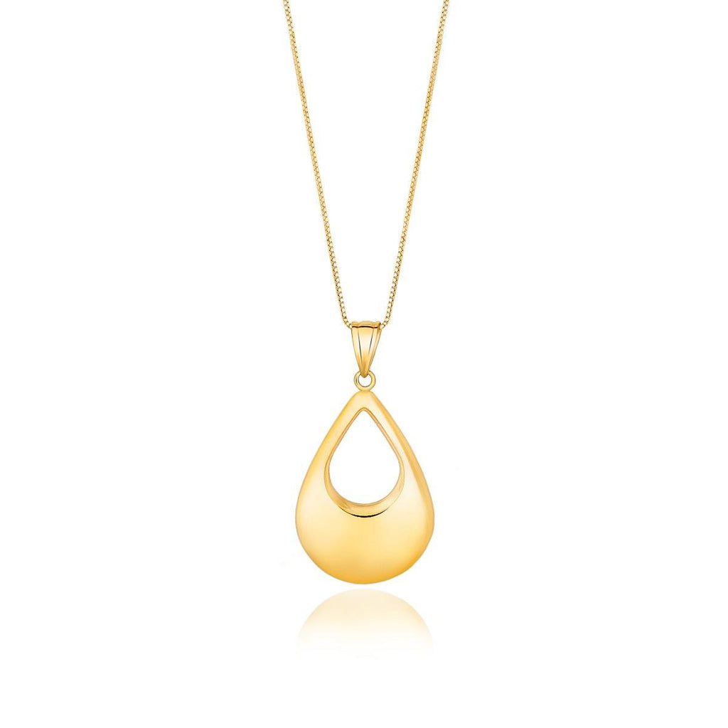 14K Yellow Gold Teardrop Drop Pendant