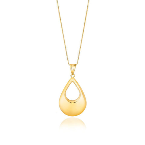 14K Yellow Gold Teardrop Drop Pendant