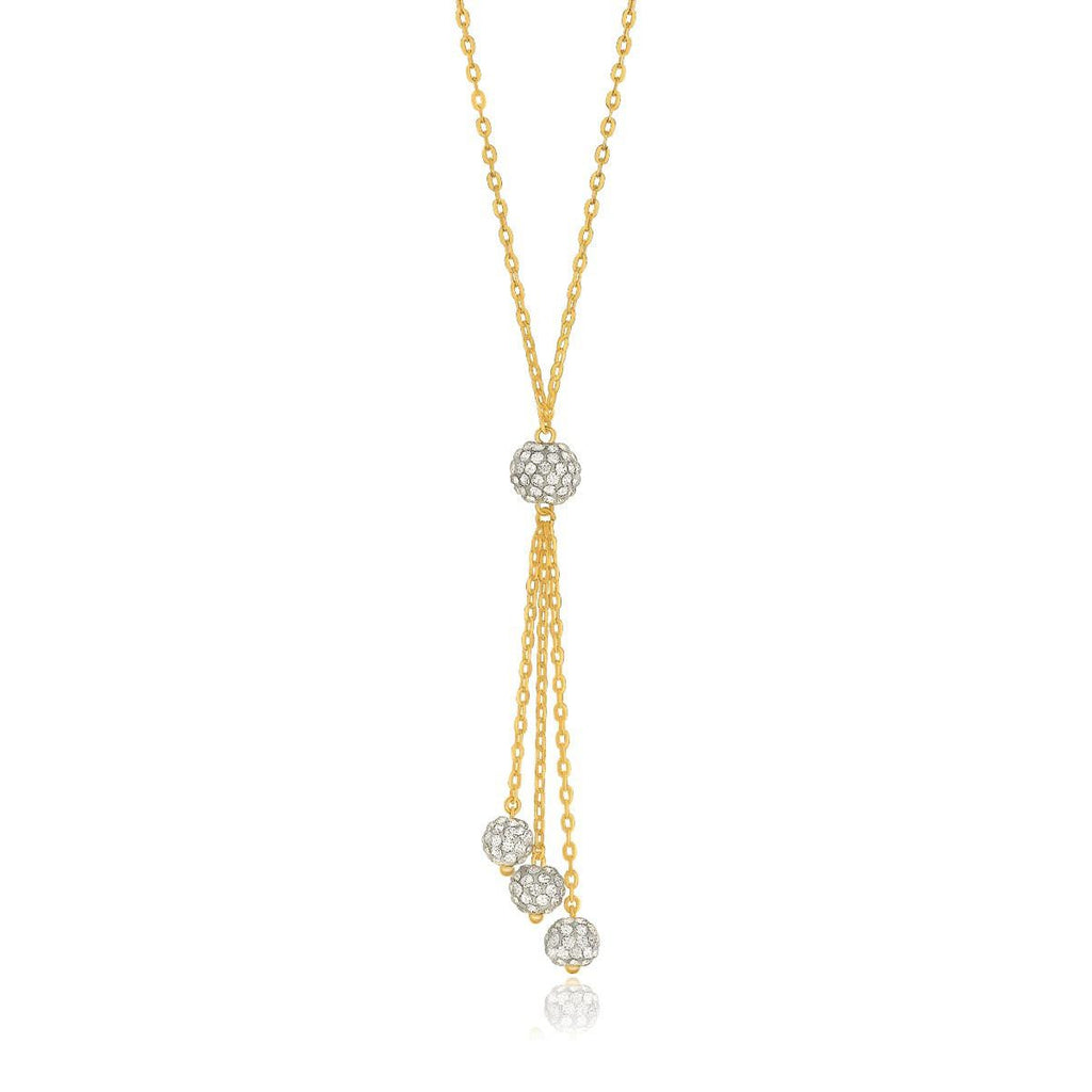 14K Yellow Gold 17" Necklace with Triple Ball Drop Pendant