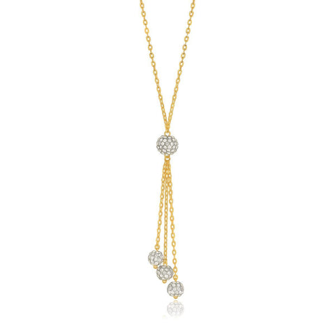 14K Yellow Gold 17" Necklace with Triple Ball Drop Pendant