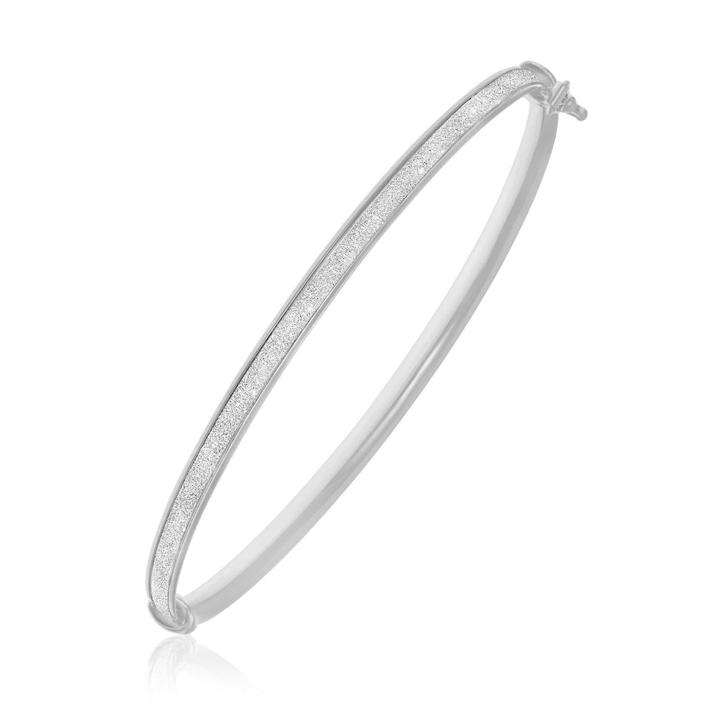 14K White Gold Stackable Glitter Style Bangle