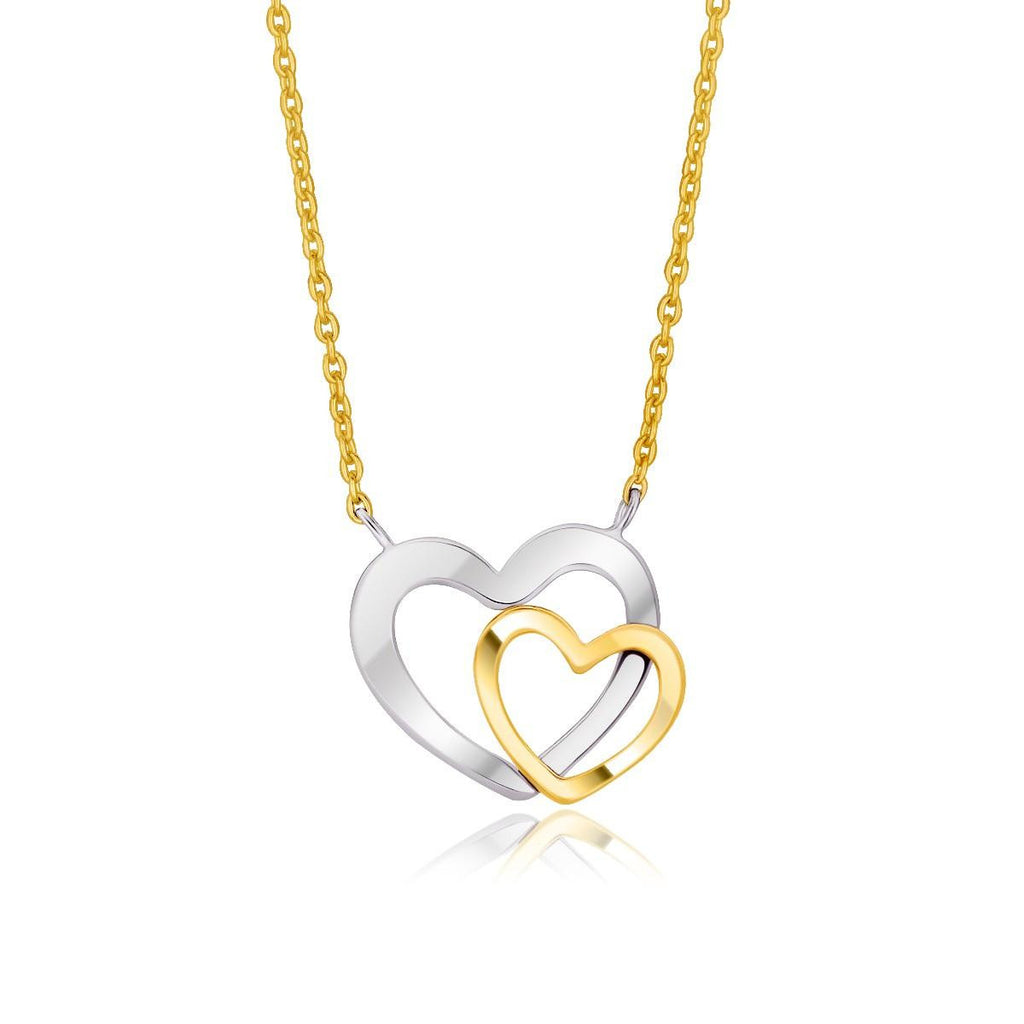 14K Two-Tone Gold Double Heart Necklace