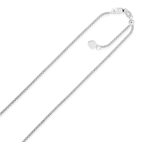 1.3mm 14K White Gold Adjustable Popcorn Chain