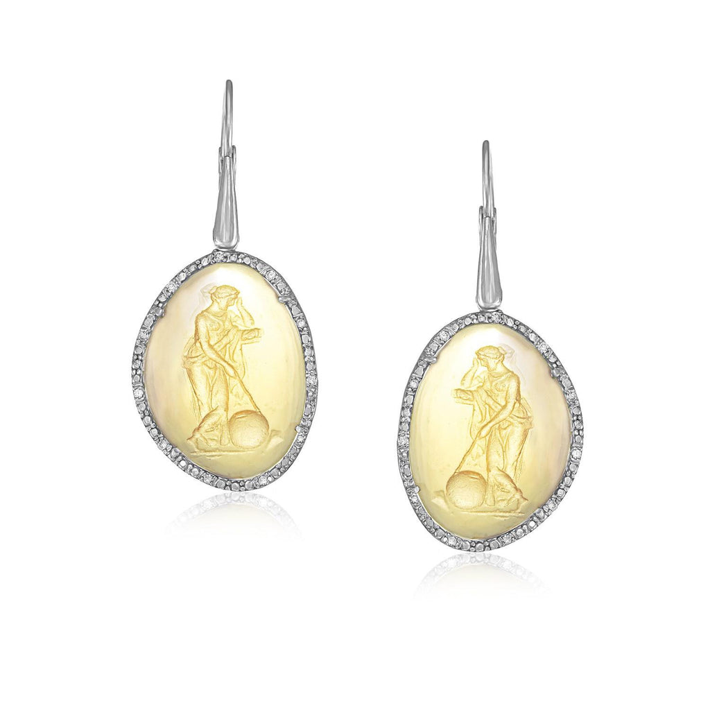 Sterling Silver Venetian Glass Cameo Earrings