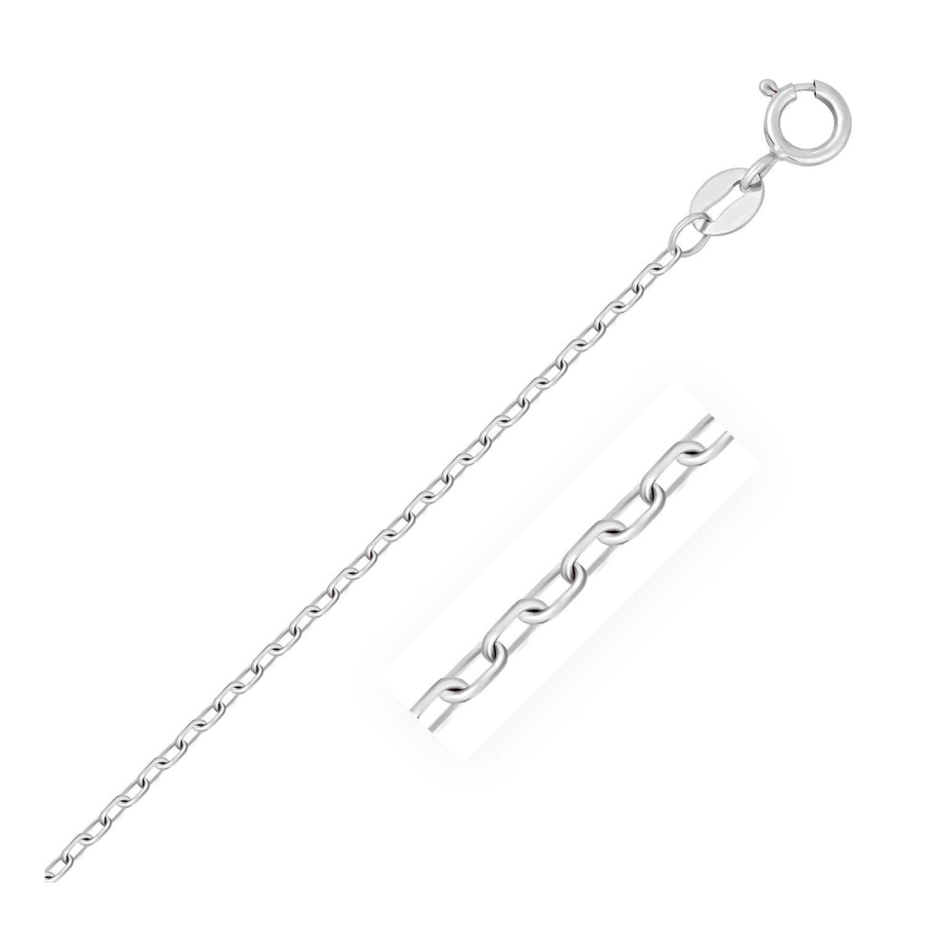 1.3mm 14K White Gold Faceted  Cable Link Chain