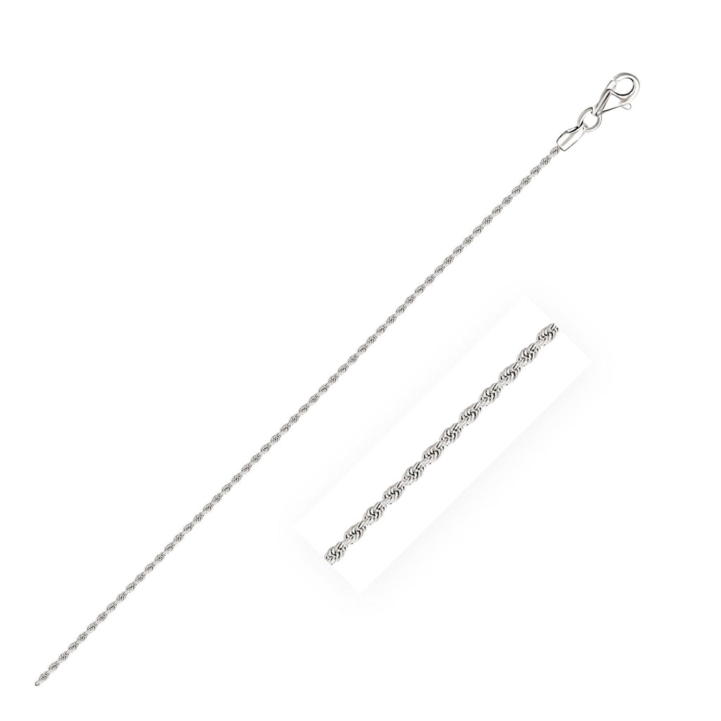 1.5mm 14K White Gold Solid Diamond Cut Rope Bracelet