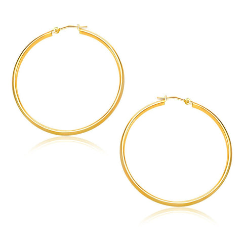 14K Yellow Gold Polished Hoop Earrings (30mm)