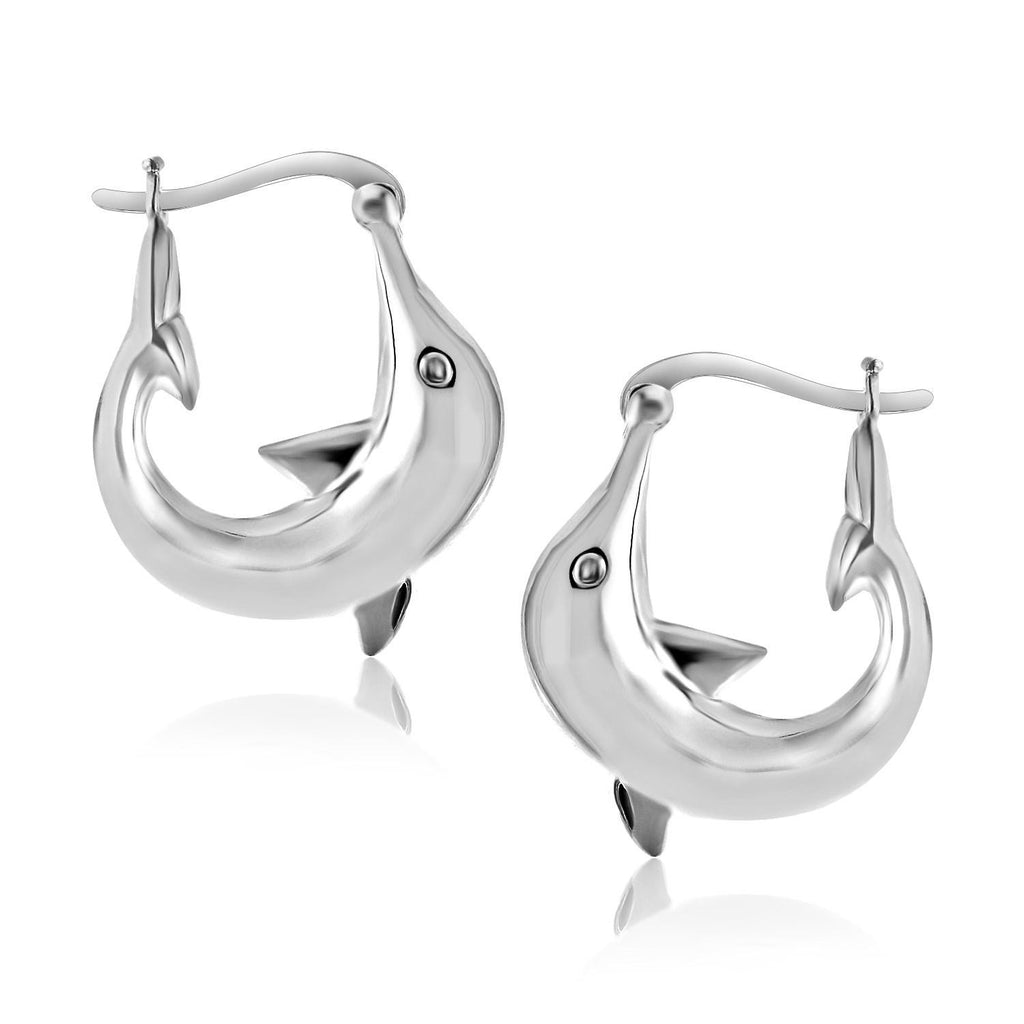 Sterling Silver Dolphin Hoop Style Earrings