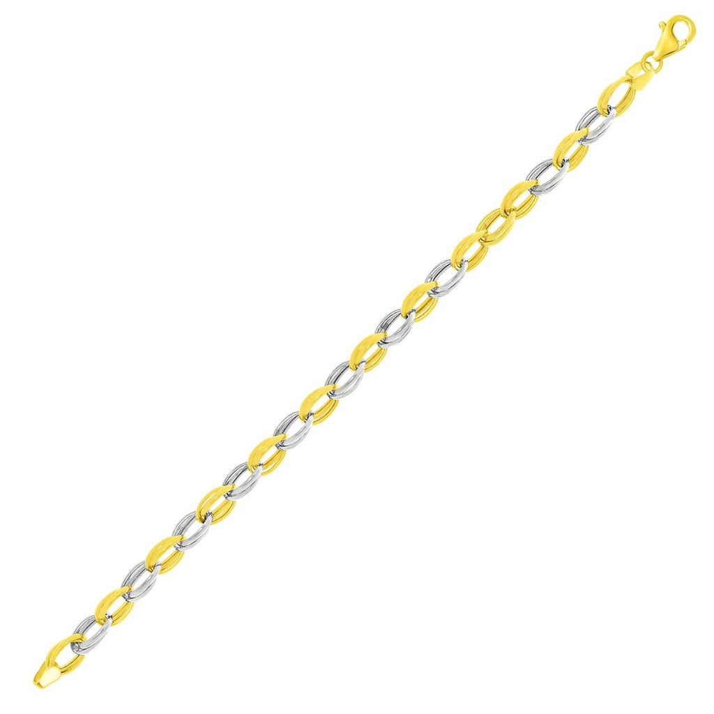 14K Two-Tone Gold Oval Double Link Style Bracelet