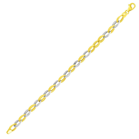 14K Two-Tone Gold Oval Double Link Style Bracelet