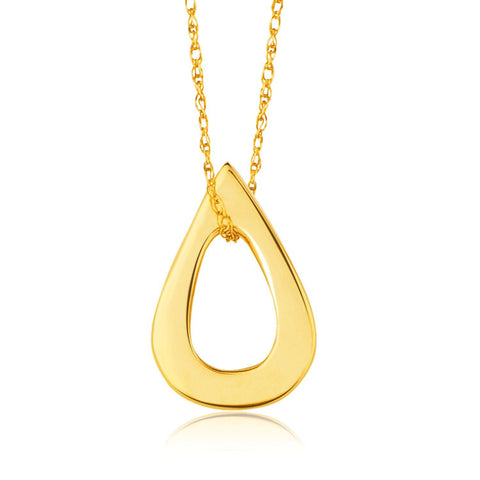 14K Yellow Gold Open Tear Drop Pendant