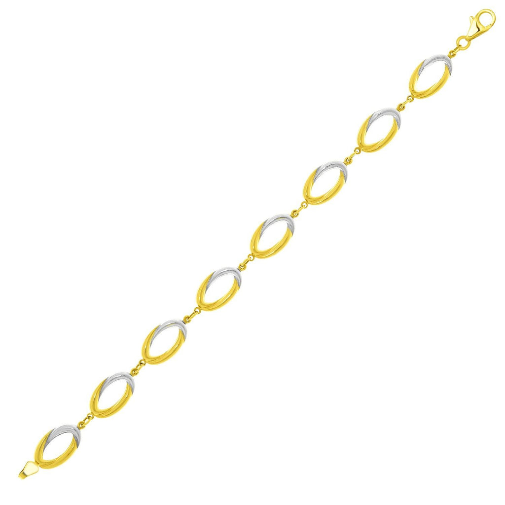 14K Two-Tone Gold Twisted Oval Link Chain Bracelet