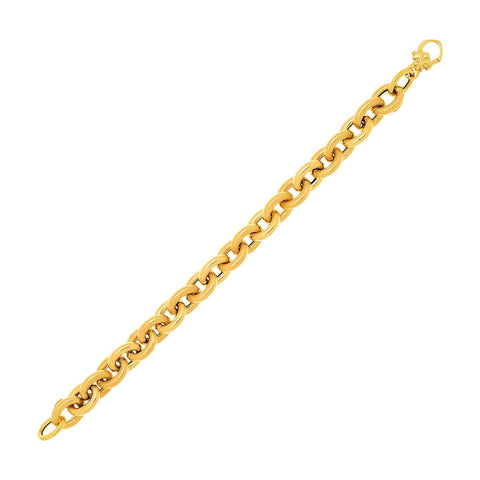 14K Yellow Gold Textured Cable Chain Style Bracelet