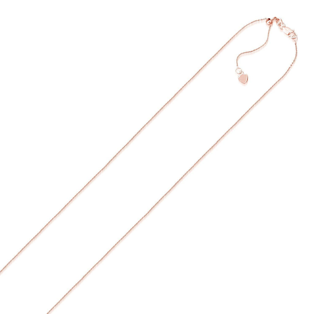 0.90mm 14K Rose Gold Adjustable Cable Chain