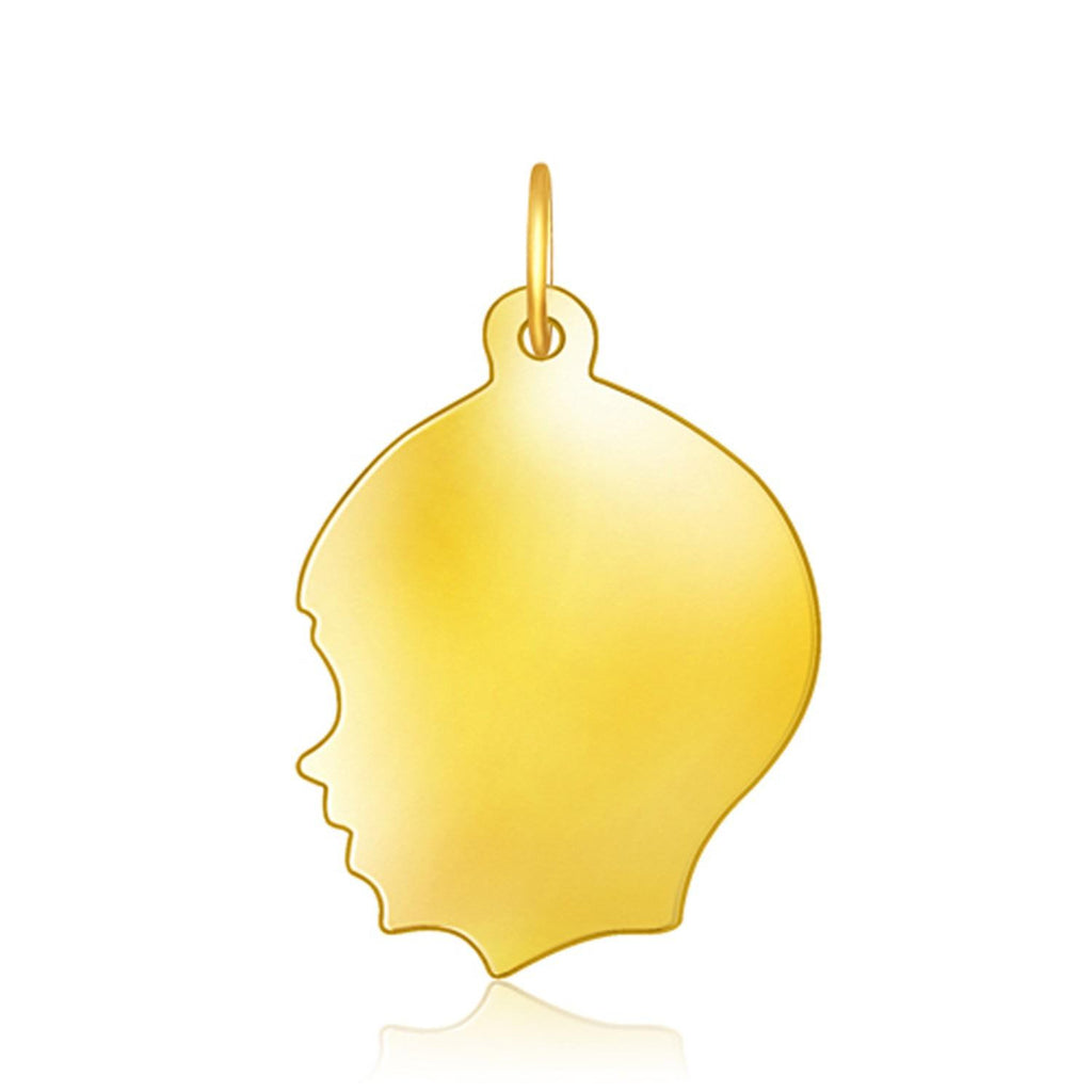 14K Yellow Gold Large Boy Head Charm