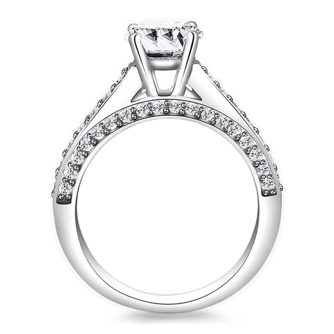 14K White Gold Pave Diamond Cathedral Engagement Ring