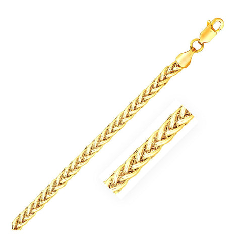 14K Yellow Gold Thick Light Weight Wheat Motif Chain