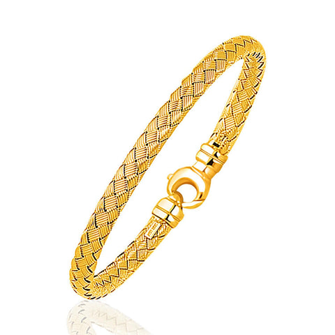 Fancy Weave Bangle in 14K Yellow Gold (5.0mm)