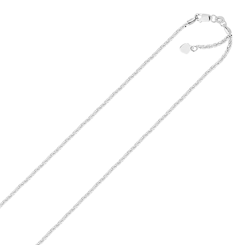 1.5mm 10K White Gold Adjustable Sparkle Chain