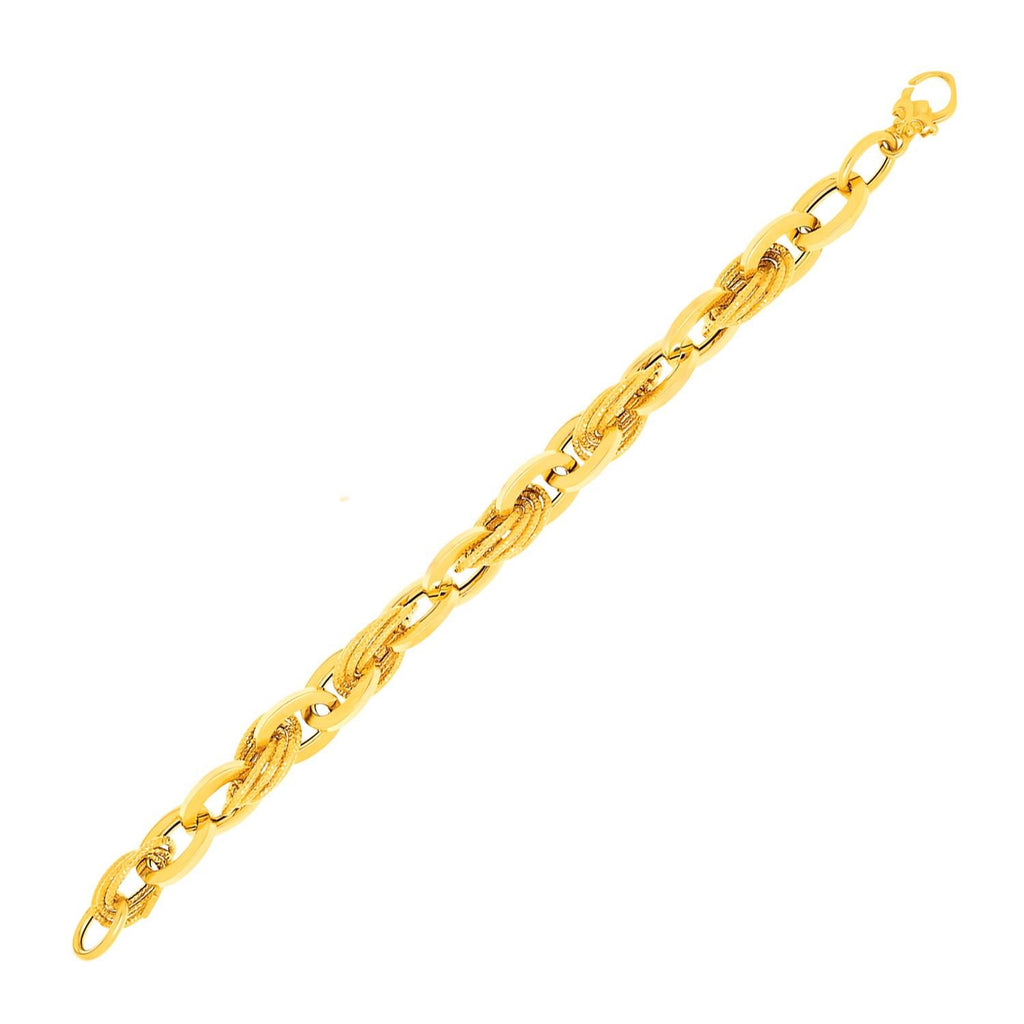 14K Yellow Gold Fancy Textured Interlaced Bracelet