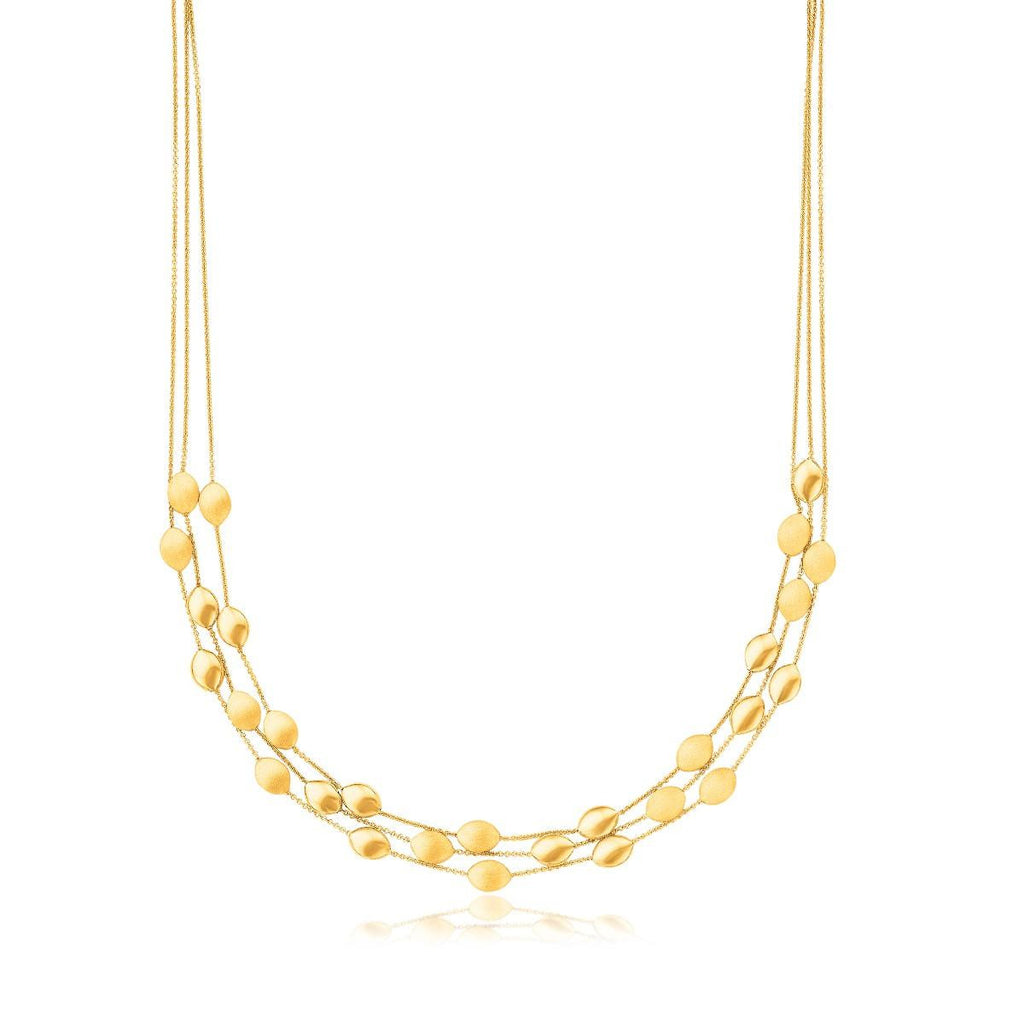 14K Yellow Gold Triple Strand Pebble Necklace